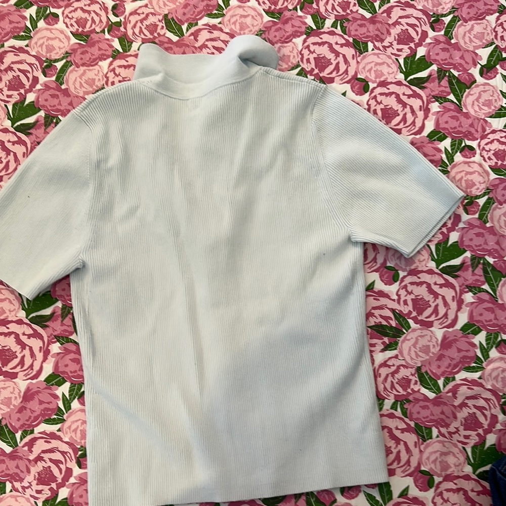 Intermix Light Blue Button-Up Ribbed Top - Picture 4 of 4